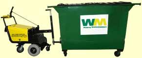 New Dumpster Mover Pulls Heavy Trash Containers of Waste and Recycling to Curb Side for Pick Up
