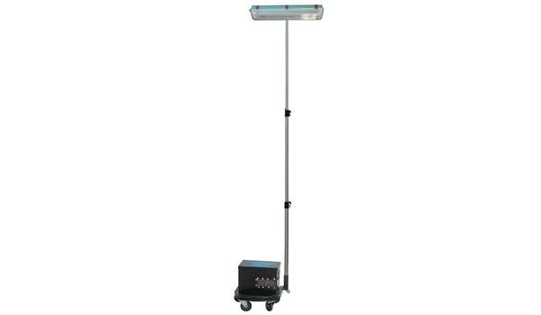 Pole Mounted Swiveling Linear Light - Rechargeable Wheeled Battery Pack