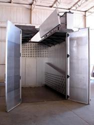 COMBINATION AIRFLOW GAS-FIRED WALK-IN OVEN FOR OVERHEAD CRANE LOADING