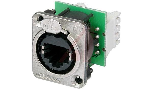 RJ45 Receptacle; 8; Panel; 26 to 20 AWG; 1.5 A; 1000 VAC (RMS); 0.12 in. (Max.)