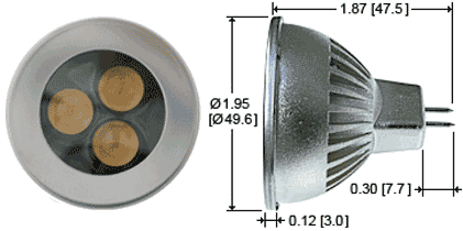 High-Power LED MR16 Bulbs Consuming Three Watts for 12VAC/DC & 24VDC-3
