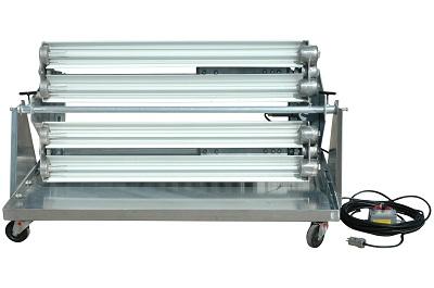 Explosion Proof Fluorescent Lights - 4 foot - 4 Lamp - for Paint Booths on Cart with Wheels