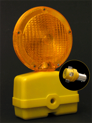 LED Hazard Warning Lamp Runs for 4,728 Hours in Twin 6V DC Battery-Powered Flashing Road Light Unit