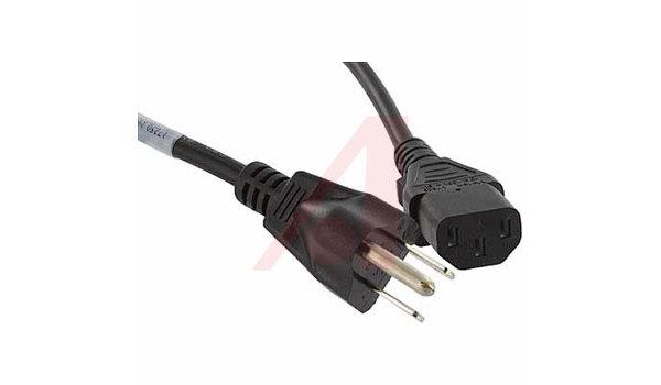 Power Cord; 10 A;5-15P/C13; 18/3 SVT; Unshielded; 7ft 6in.