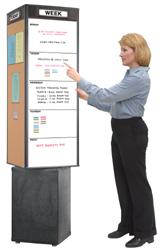 ROTOCUBE® ROTATING BOARD TOWER DISPLAYS 24 SQUARE FEET OF ATTENTION-GETTING WHITEBOARD AND BULLETIN BOARD SPACE