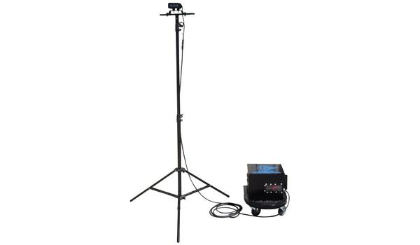 Portable Rechargeable LED Lighting System with Wheeled Battery Pack Stool