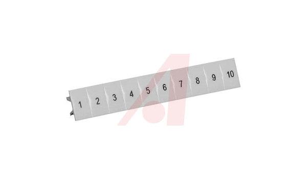 ZB Marking Strip; Term Blk; Horiz; 6 mm; Nos 1-10; 1 strip 10 labels