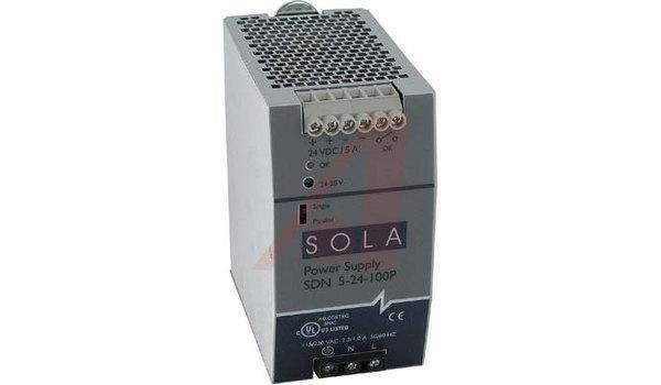 Power Supply;24VDC@5A; 115/230VAC In; Enclosed;DIN Rail;Industrial;SDN Series