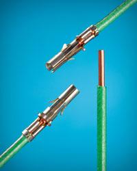 CRIMP ON SOLID WIRE ELIMINATES SOLDERING AND WELDING
